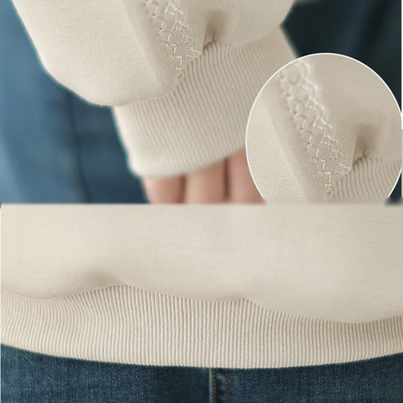 Sweat-shirt ras du cou en coton uni avec motif Buddha Stones Fall pour femme  - image 7