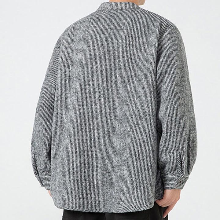 Chemise à manches longues en coton avec poches et motif Buddha Stones pour homme - image 19