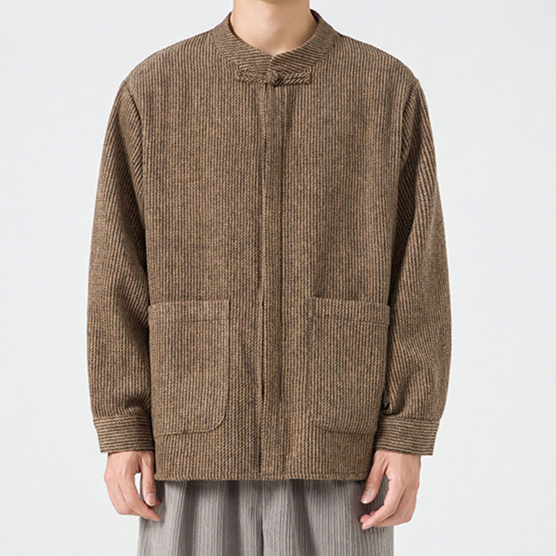 Chemise à manches longues en coton avec poches et motif Buddha Stones pour homme - image 27