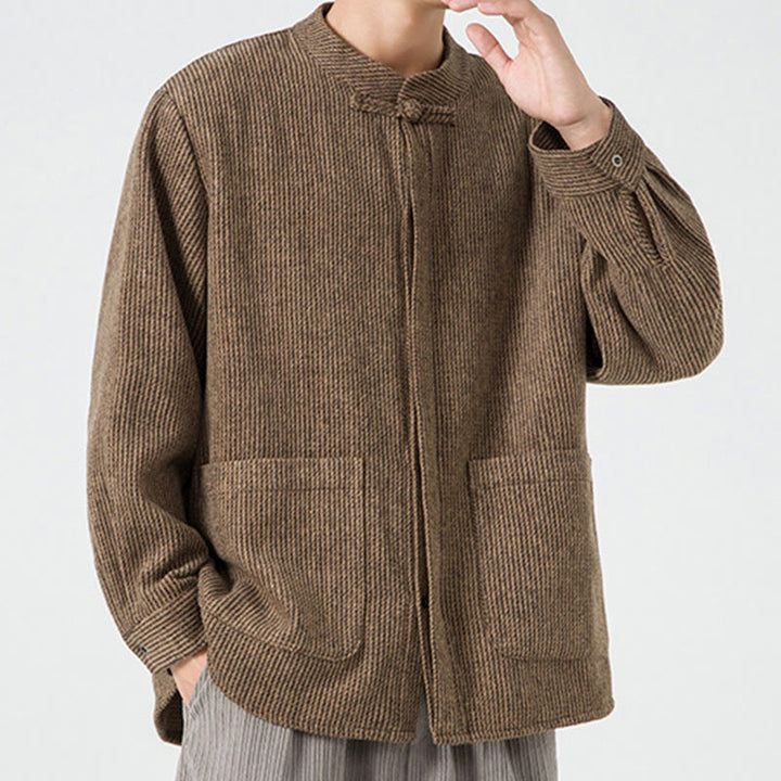 Chemise à manches longues en coton avec poches et motif Buddha Stones pour homme - image 23