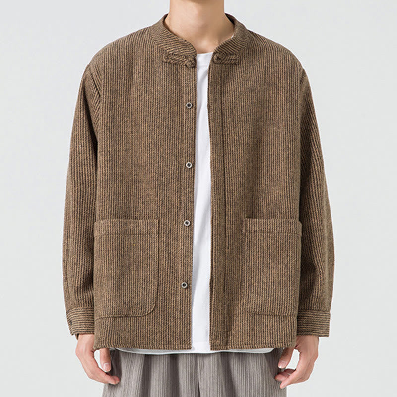 Chemise à manches longues en coton avec poches et motif Buddha Stones pour homme - image 22