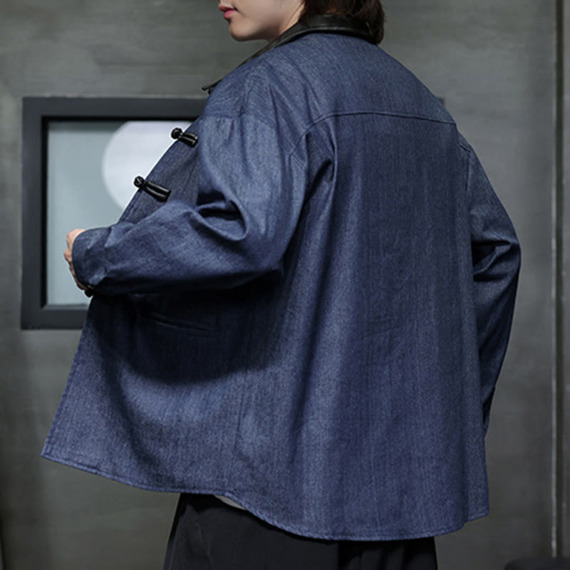 Chemise à manches longues en coton avec poches et boutons grenouille Buddha Stones pour homme - image 8