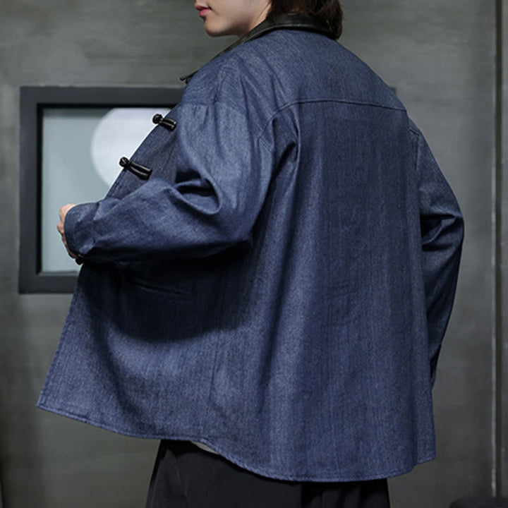 Chemise à manches longues en coton avec poches et boutons grenouille Buddha Stones pour homme - image 8