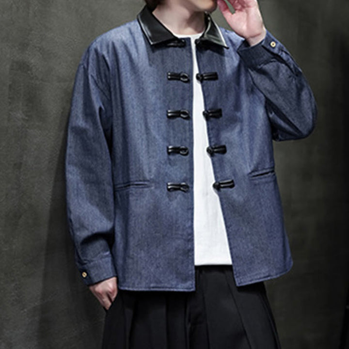 Chemise à manches longues en coton avec poches et boutons grenouille Buddha Stones pour homme - image 5