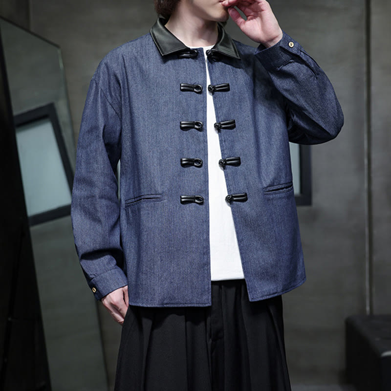 Chemise à manches longues en coton avec poches et boutons grenouille Buddha Stones pour homme - image 7