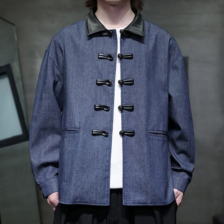 Chemise à manches longues en coton avec poches et boutons grenouille Buddha Stones pour homme - image 3