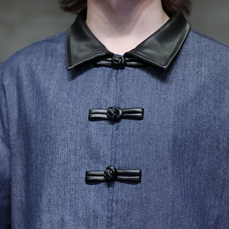 Chemise à manches longues en coton avec poches et boutons grenouille Buddha Stones pour homme - image 12