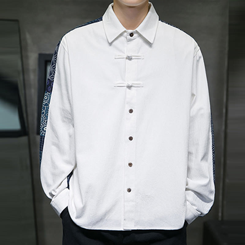 Chemise à manches longues en coton mélangé à motif floral Buddha Stones pour homme - image 13