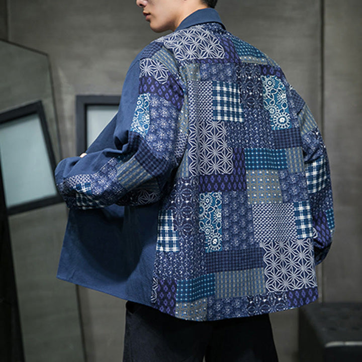 Chemise à manches longues en coton mélangé à motif floral Buddha Stones pour homme - image 19