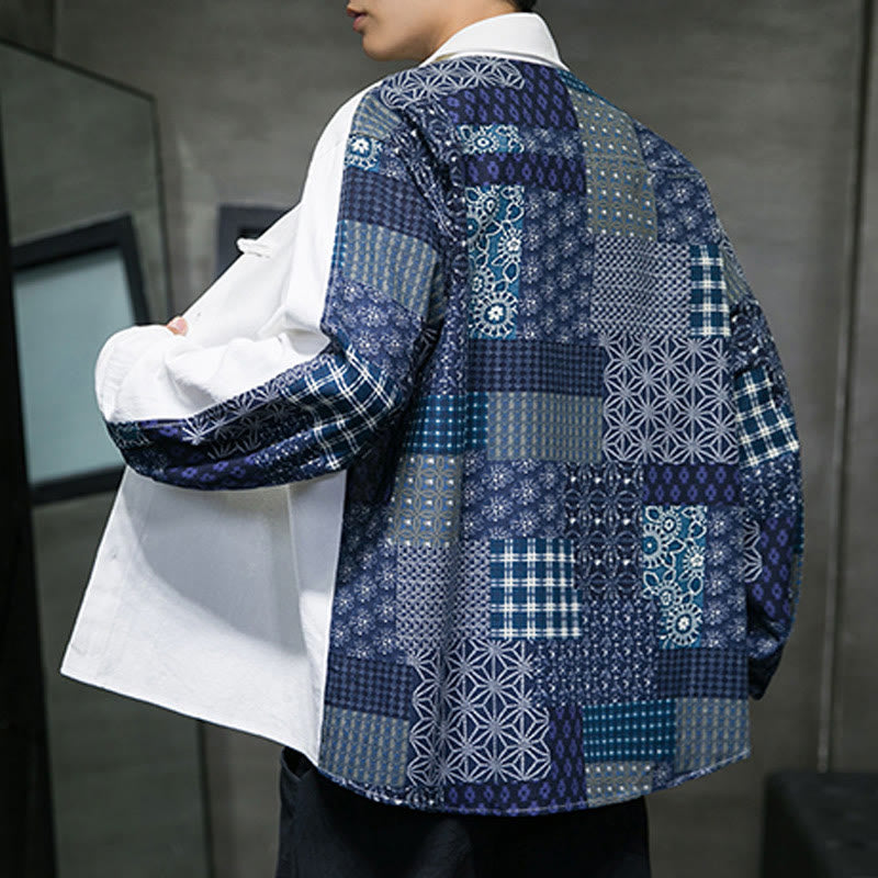 Chemise à manches longues en coton mélangé à motif floral Buddha Stones pour homme - image 11