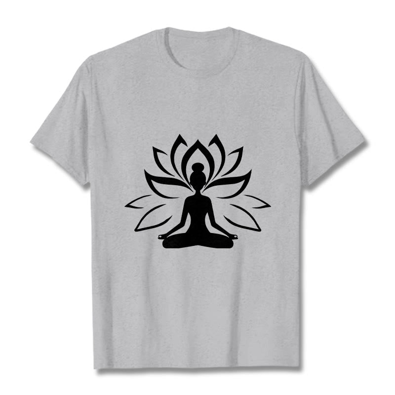 T-shirt Buddha Stones Lotus Personne méditante - Gris clair - 2XL - image 20