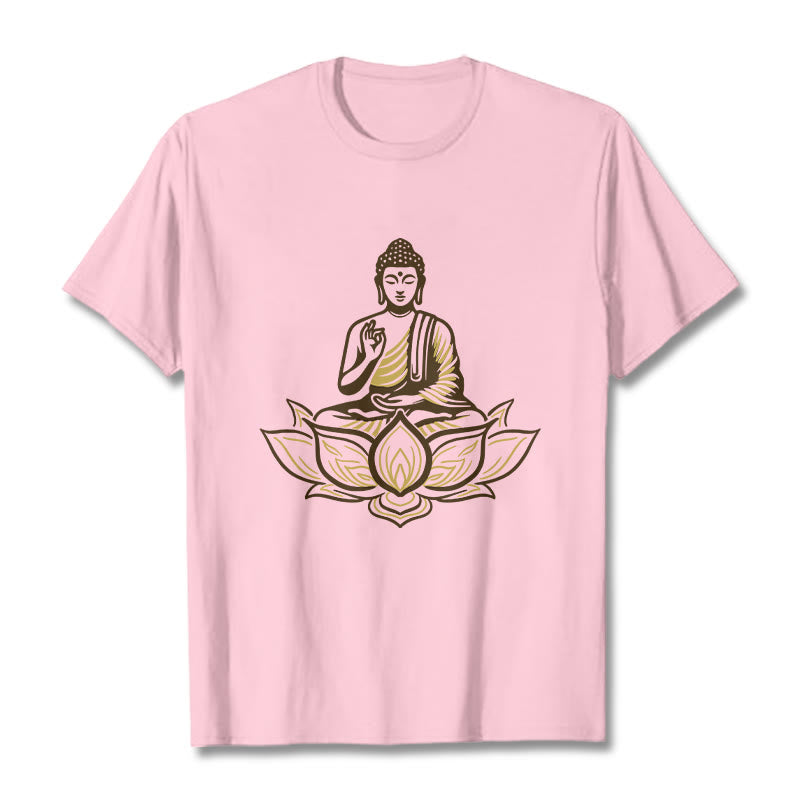 T-shirt Buddha Stones Bouddha Méditant Dans Le Lotus - Rose clair - 2XL - image 13