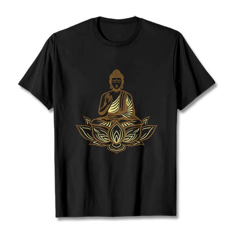 T-shirt Buddha Stones Bouddha Méditant Dans Le Lotus - Noir - 2XL - image 5