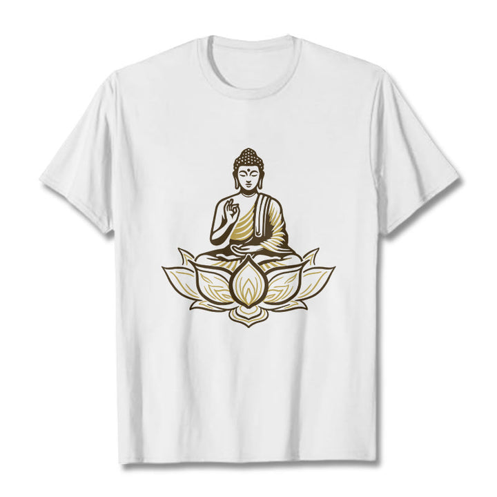 T-shirt Buddha Stones Bouddha Méditant Dans Le Lotus - Blanc - 2XL - image 1