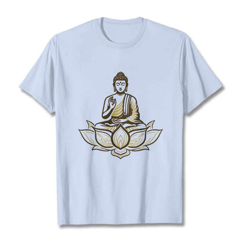 T-shirt Buddha Stones Bouddha Méditant Dans Le Lotus - Cyan clair - 2XL - image 19