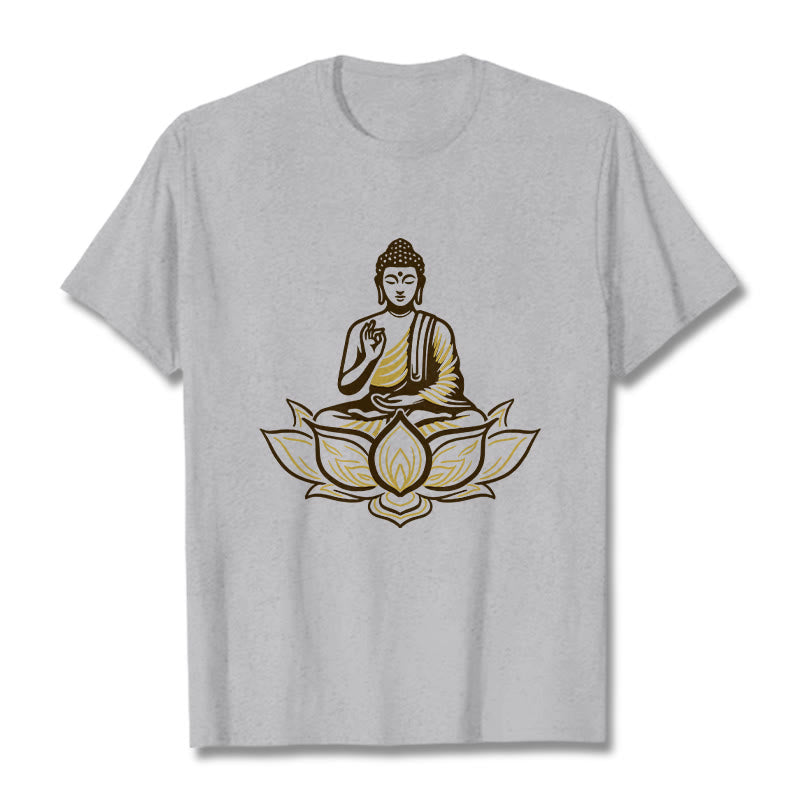 T-shirt Buddha Stones Bouddha Méditant Dans Le Lotus - Gris clair - 2XL - image 20
