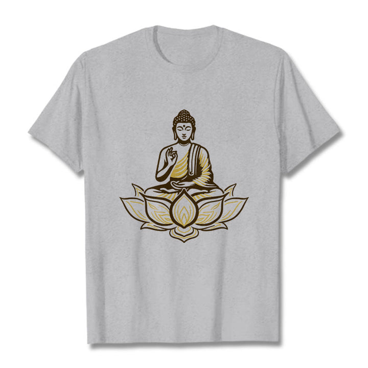 T-shirt Buddha Stones Bouddha Méditant Dans Le Lotus - Gris clair - 2XL - image 20