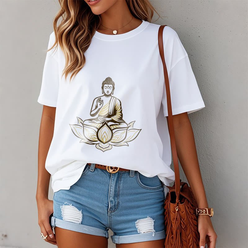T-shirt Buddha Stones Bouddha Méditant Dans Le Lotus - image 3