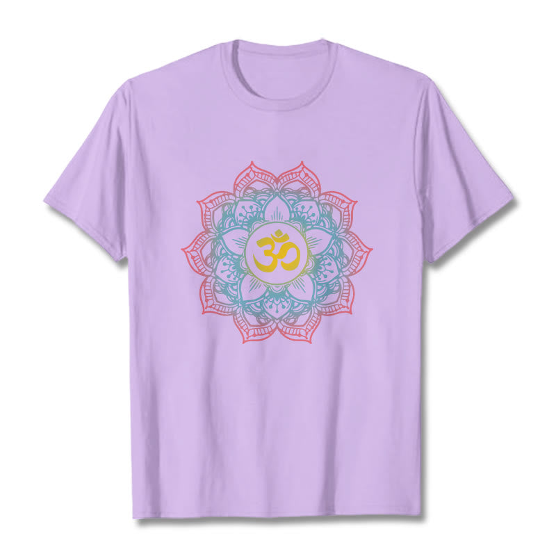 T-shirt avec motif mandala OM en forme de lotus et Buddha Stones - Prune - 2XL - image 14
