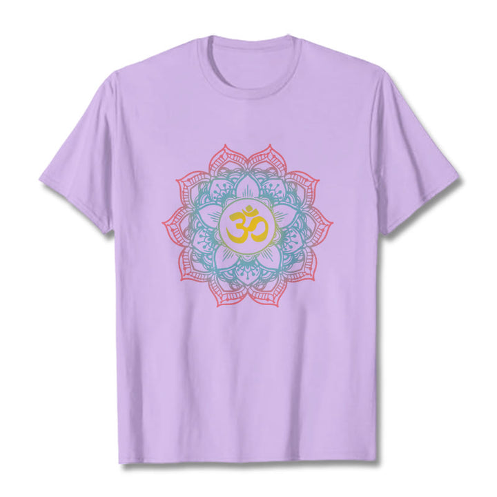 T-shirt avec motif mandala OM en forme de lotus et Buddha Stones - Prune - 2XL - image 14