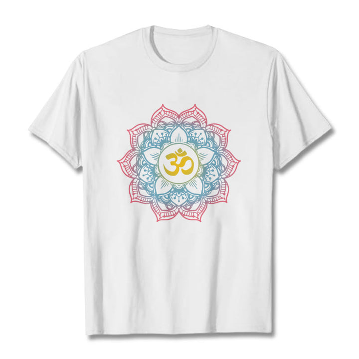 T-shirt avec motif mandala OM en forme de lotus et Buddha Stones - Blanc - 2XL - image 8