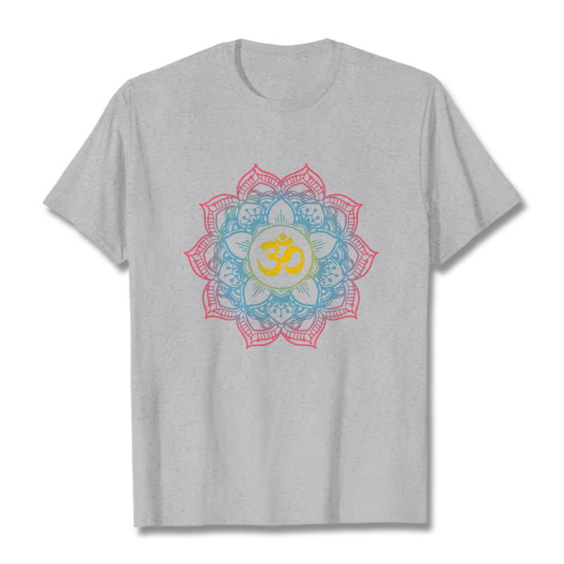 T-shirt avec motif mandala OM en forme de lotus et Buddha Stones - Gris clair - 2XL - image 20