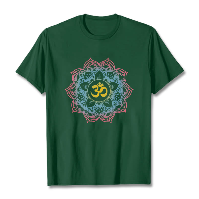 T-shirt avec motif mandala OM en forme de lotus et Buddha Stones - Forêt Verte - 2XL - image 6