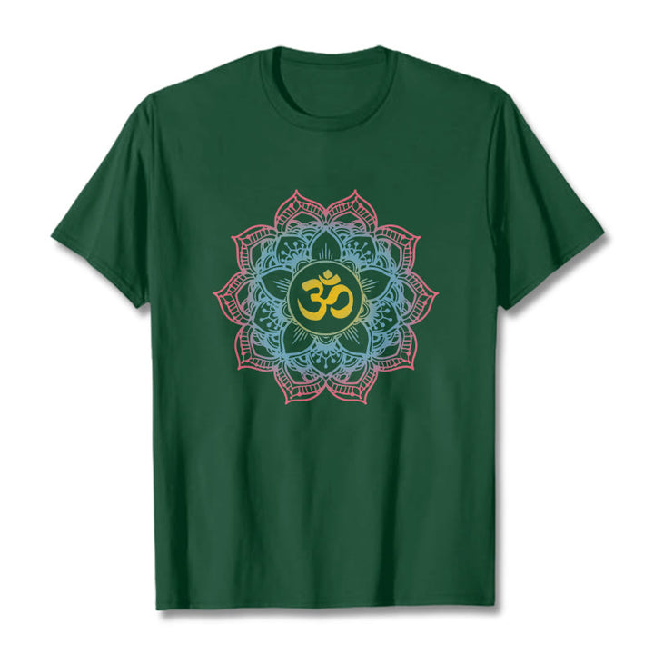 T-shirt avec motif mandala OM en forme de lotus et Buddha Stones - Forêt Verte - 2XL - image 6