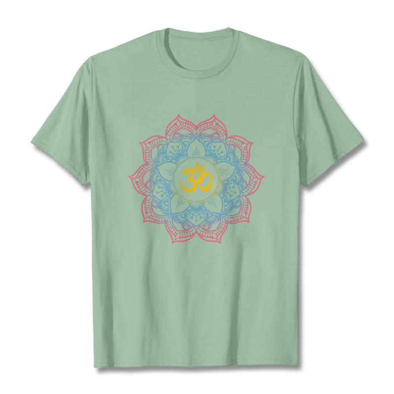 T-shirt avec motif mandala OM en forme de lotus et Buddha Stones - Vert pâle - 2XL - image 18