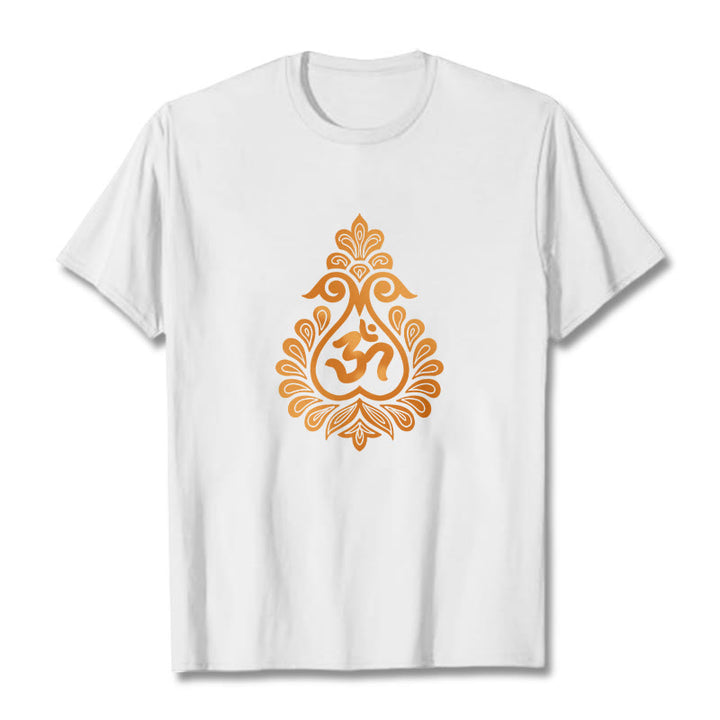 T-shirt avec motif Buddha Stones, gourde et symbole OM - Blanc - 2XL - image 1