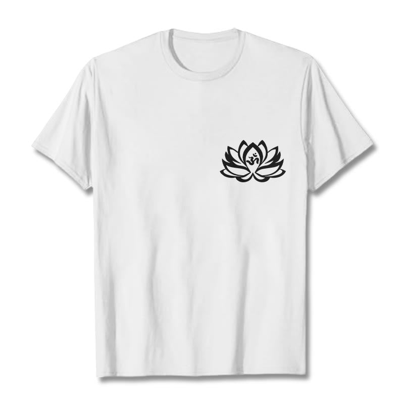 T-shirt avec motif Buddha Stones, fleur de lotus et symbole OM - Blanc - 2XL - image 8