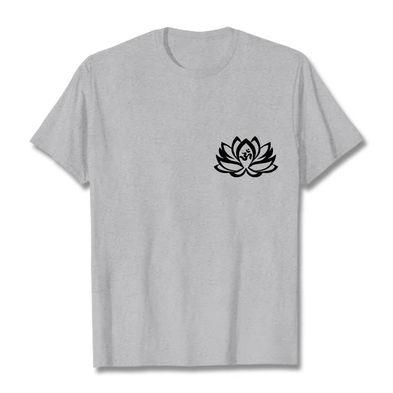 T-shirt avec motif Buddha Stones, fleur de lotus et symbole OM - Gris clair - 2XL - image 20