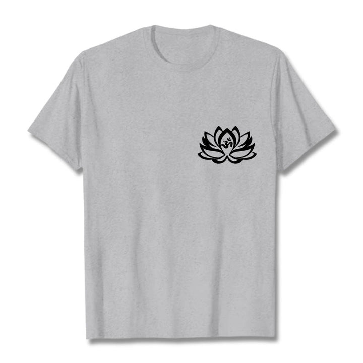 T-shirt avec motif Buddha Stones, fleur de lotus et symbole OM - Gris clair - 2XL - image 20