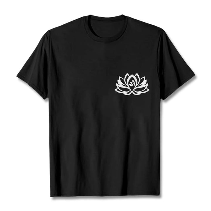 T-shirt avec motif Buddha Stones, fleur de lotus et symbole OM - Noir - 2XL - image 1
