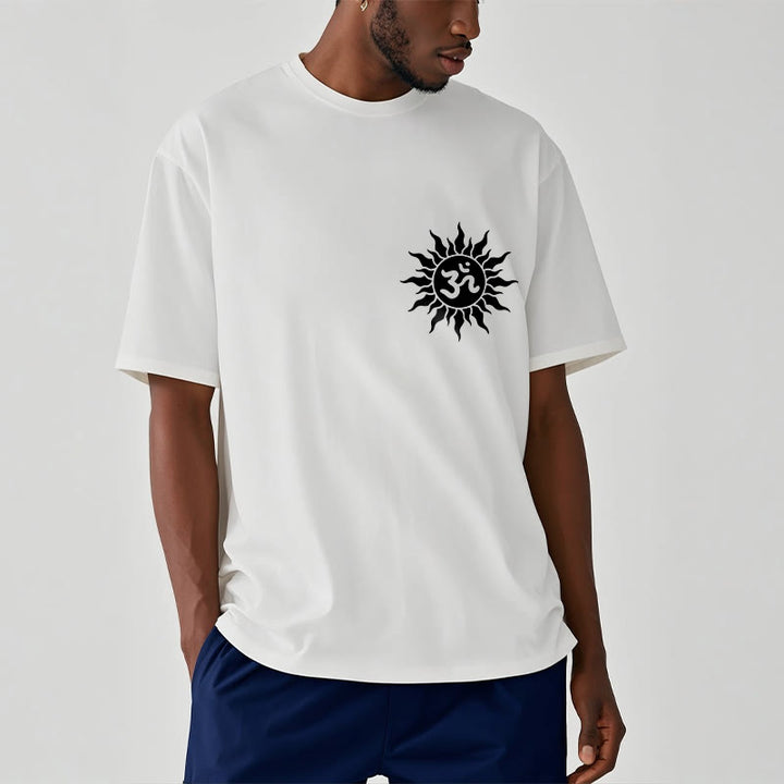T-shirt avec motif Buddha Stones, soleil et symbole OM - image 9
