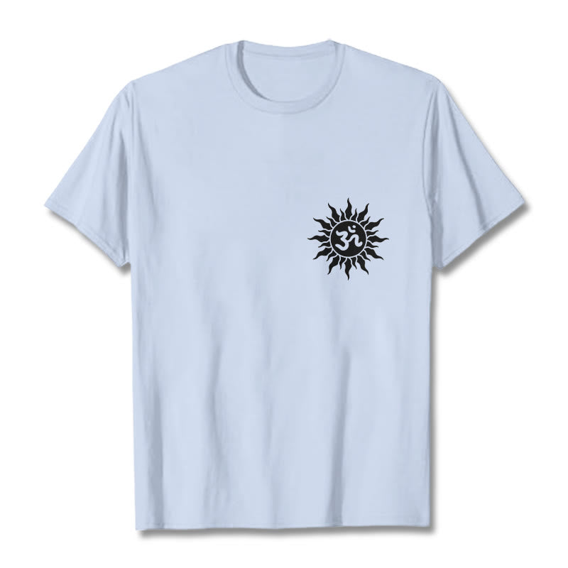 T-shirt avec motif Buddha Stones, soleil et symbole OM - Cyan clair - 2XL - image 11