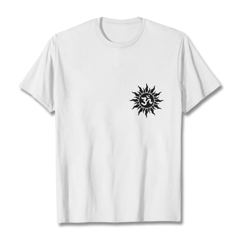 T-shirt avec motif Buddha Stones, soleil et symbole OM - Blanc - 2XL - image 8