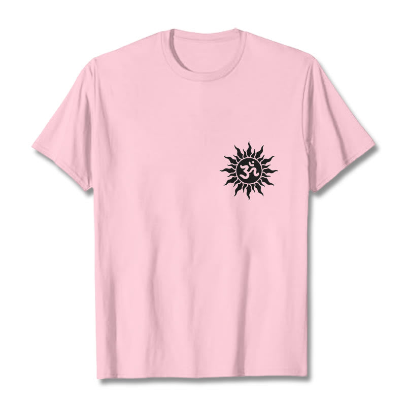 T-shirt avec motif Buddha Stones, soleil et symbole OM - Rose clair - 2XL - image 16