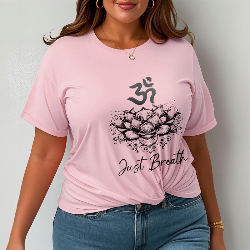T-shirt Buddha Stones en coton avec motif de fleurs de lotus et symboles Om - image 14