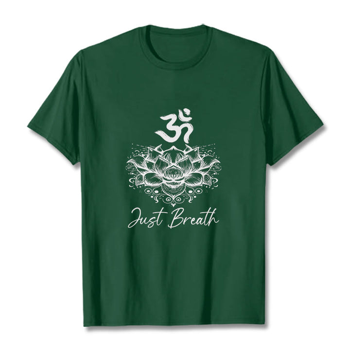 T-shirt Buddha Stones en coton avec motif de fleurs de lotus et symboles Om - Forêt Verte - 2XL - image 1