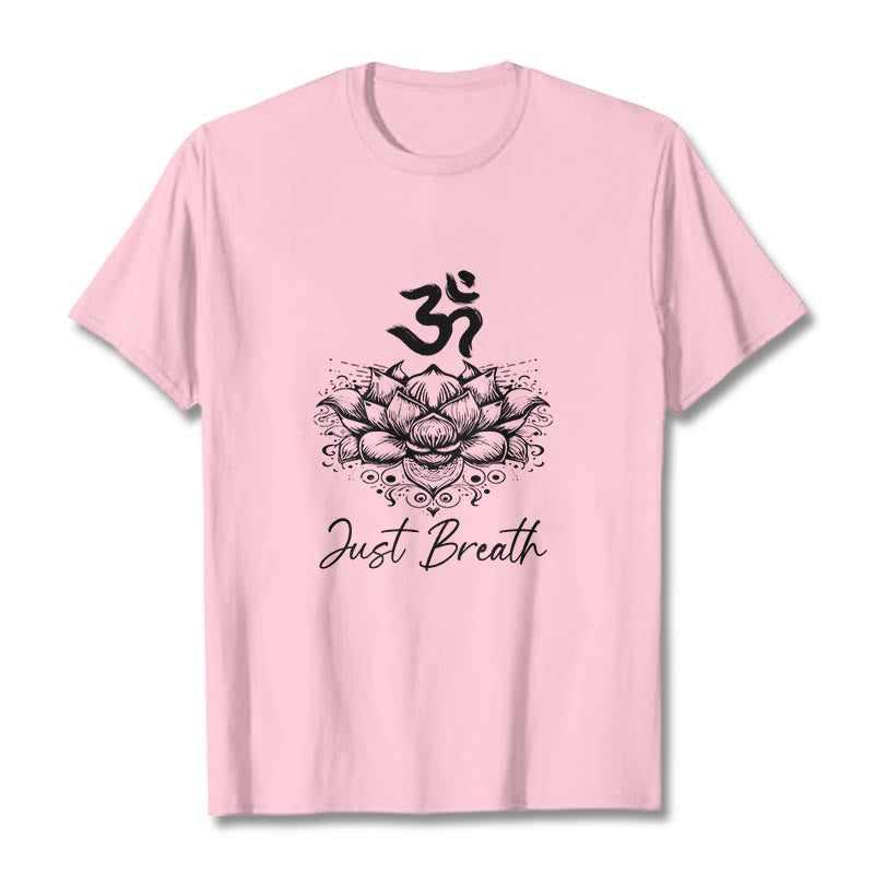 T-shirt Buddha Stones en coton avec motif de fleurs de lotus et symboles Om - Rose clair - 2XL - image 13