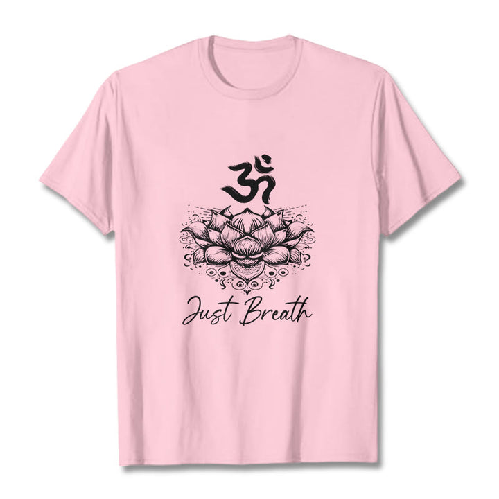 T-shirt Buddha Stones en coton avec motif de fleurs de lotus et symboles Om - Rose clair - 2XL - image 13