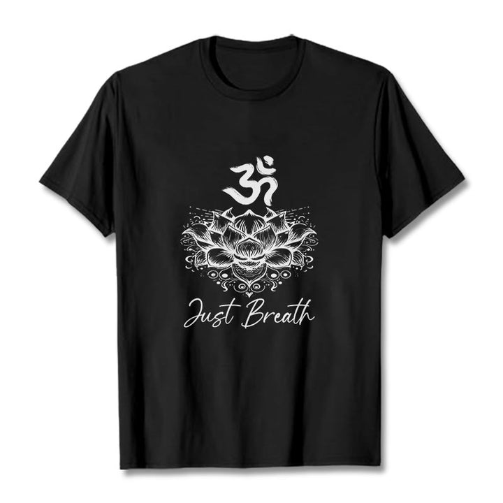 T-shirt Buddha Stones en coton avec motif de fleurs de lotus et symboles Om - Noir - 2XL - image 4