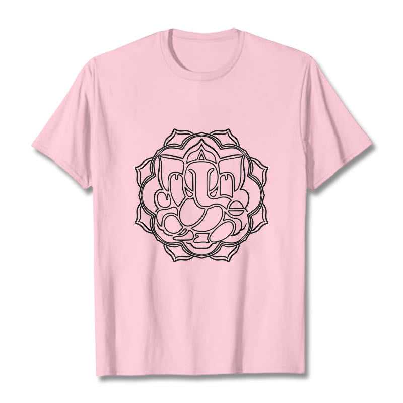 T-shirt décontracté en coton avec motif mandala et Buddha Stones - Rose clair - 2XL - image 13