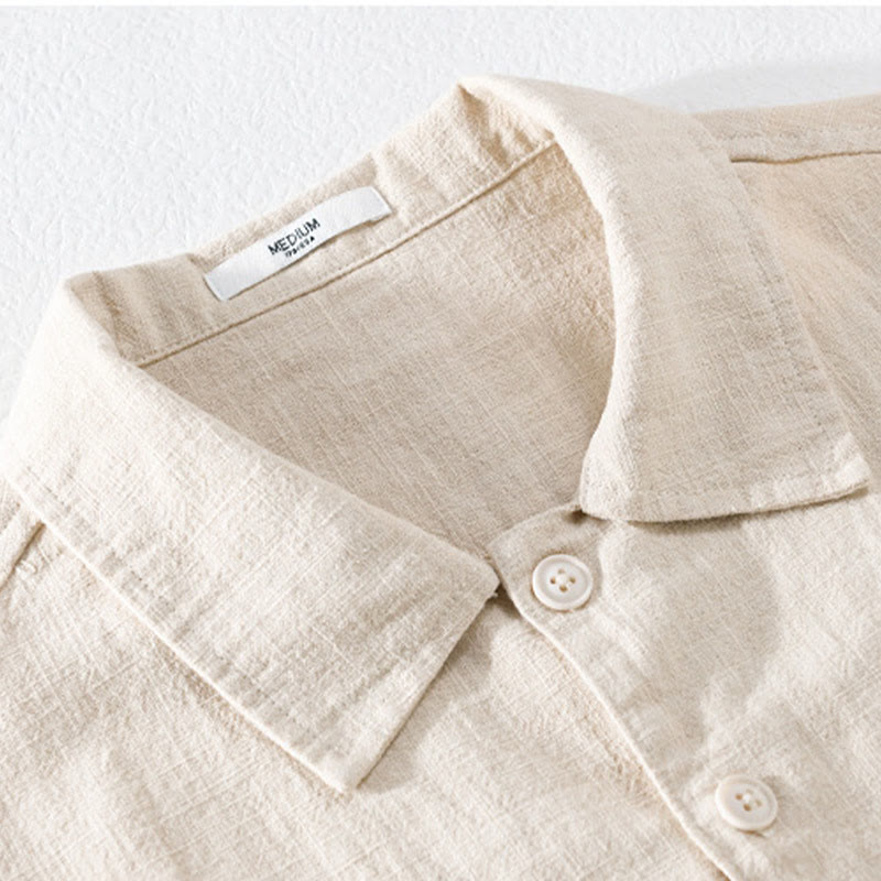 Chemise à manches longues en coton et lin avec poches pour homme, motif Buddha Stones Commute, à boutons unis - image 6