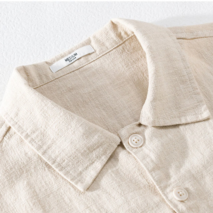 Chemise à manches longues en coton et lin avec poches pour homme, motif Buddha Stones Commute, à boutons unis - image 6