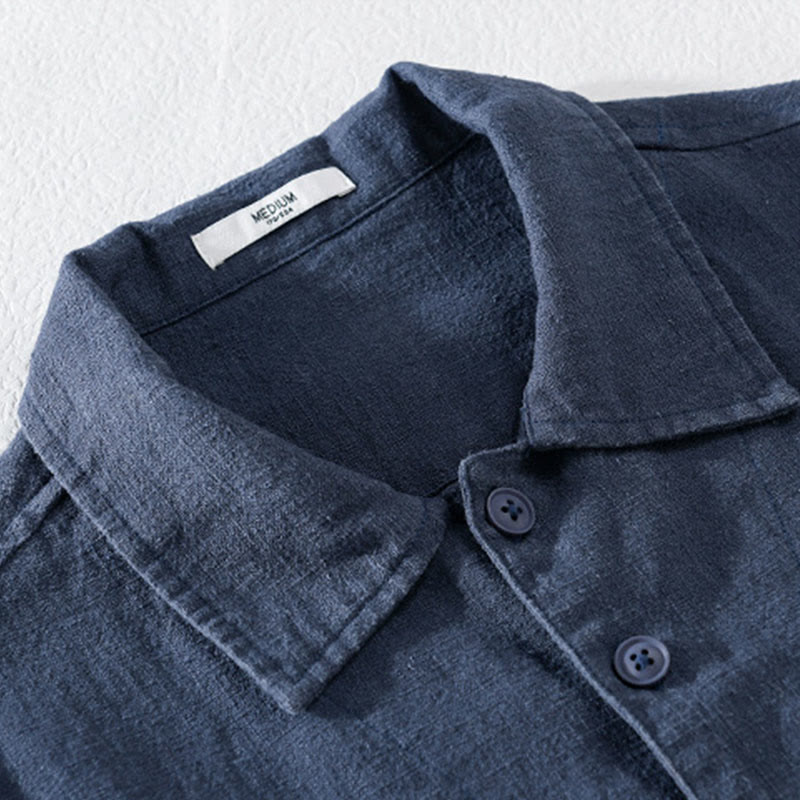 Chemise à manches longues en coton et lin avec poches pour homme, motif Buddha Stones Commute, à boutons unis - image 14