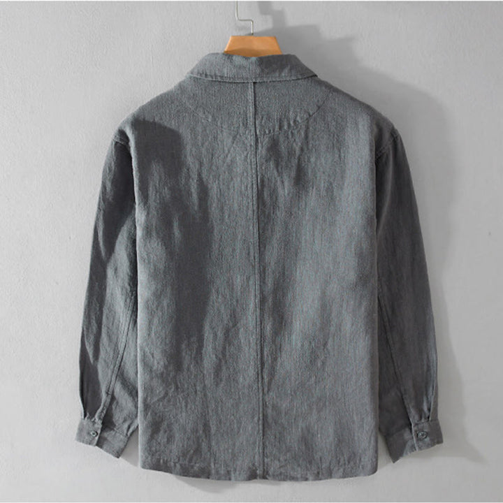 Chemise à manches longues en coton et lin avec poches pour homme, motif Buddha Stones Commute, à boutons unis - image 11