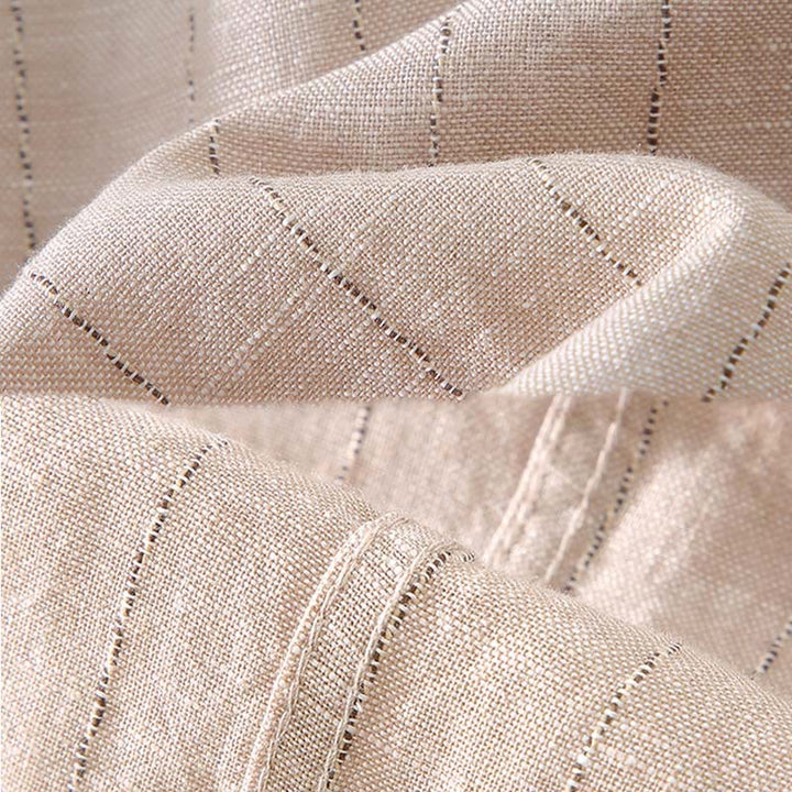 Chemise à manches longues en coton et lin à rayures pour homme, tenue quotidienne Tang avec Buddha Stones - image 10