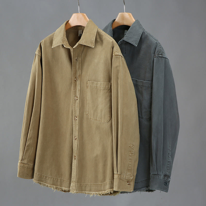 Chemise à manches longues en coton avec poche et ourlet à pompons pour homme Motif Buddha Stones - image 9